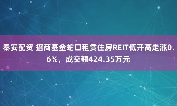 秦安配资 招商基金蛇口租赁住房REIT低开高走涨0.6%，成交额424.35万元